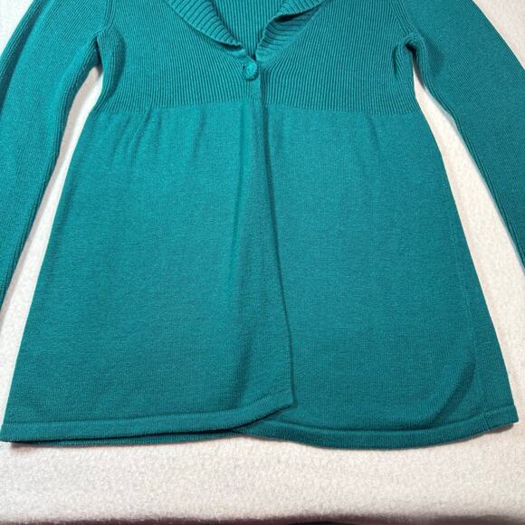 Alfani Lg Cardigan Angora Blend Teal Green Shawl Collar Single Button Closure rd - Picture 3 of 16